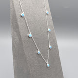 Seven Round Blue Opalique Silver Necklace