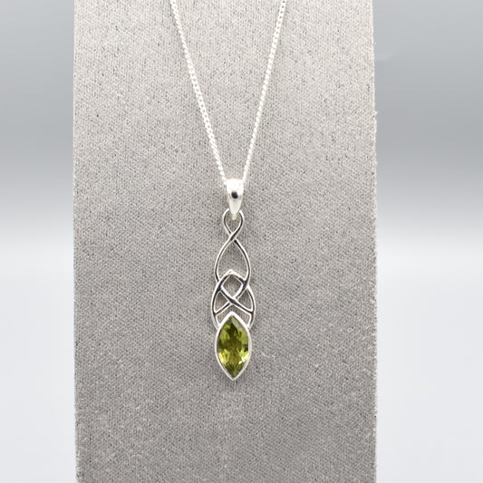 Silver Celtic Design Marquis Peridot Pendant