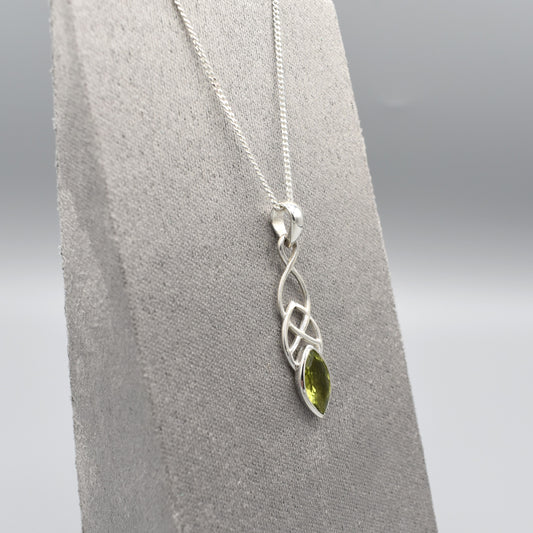 Silver Celtic Design Marquis Peridot Pendant