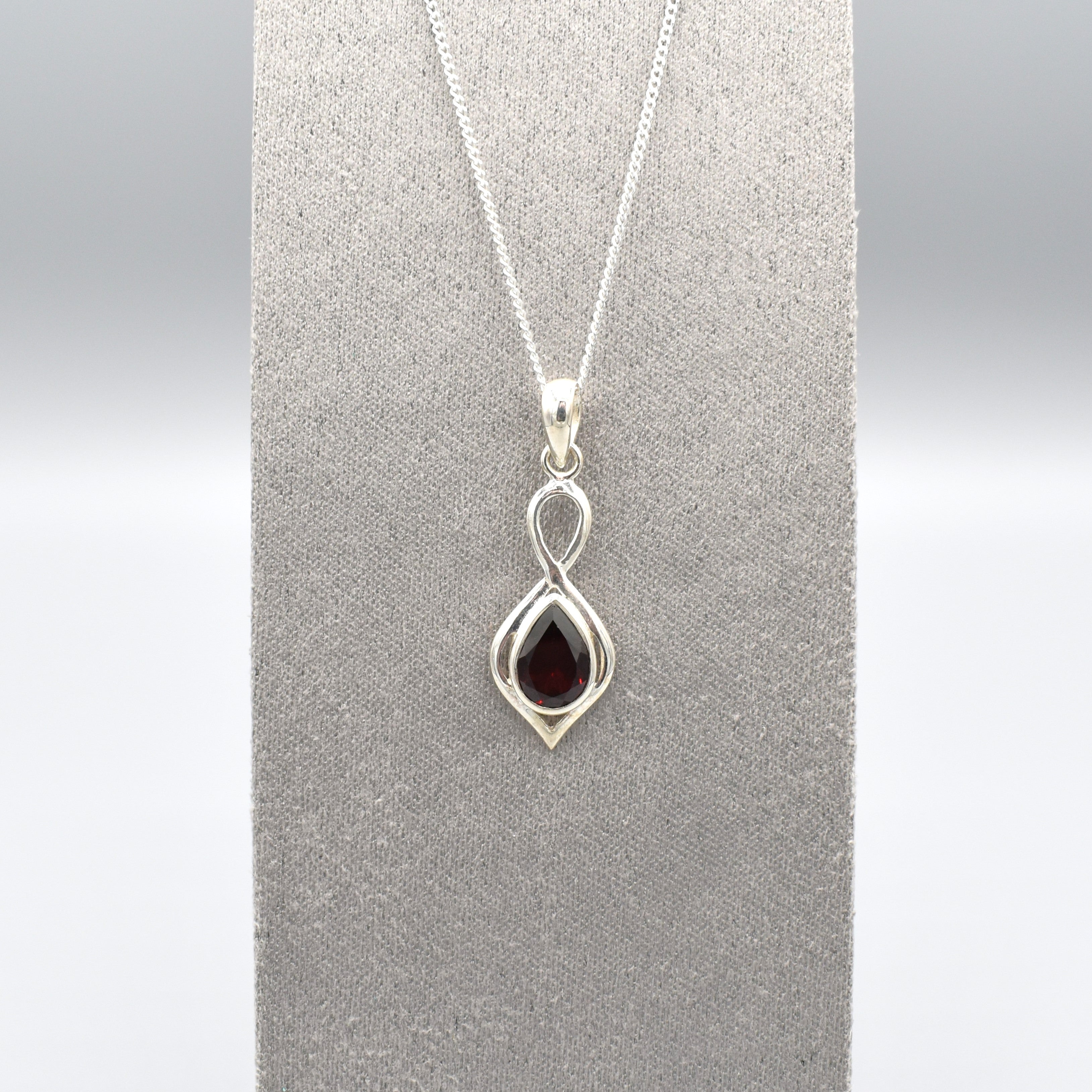 Silver & Garnet Dart Shaped Pendant