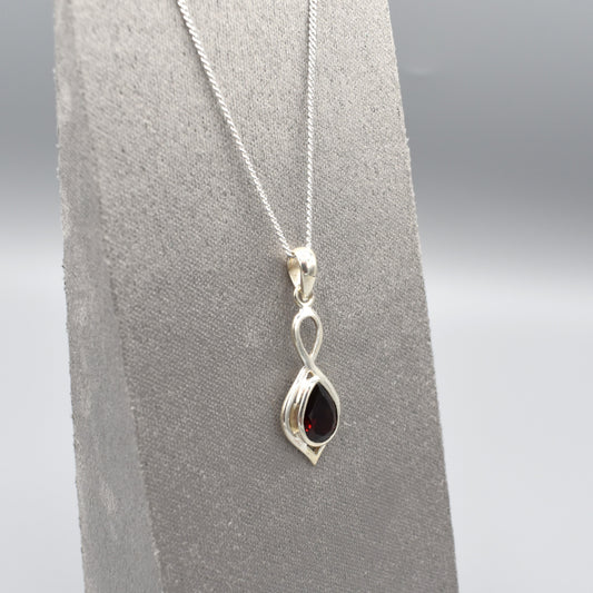 Silver & Garnet Dart Shaped Pendant