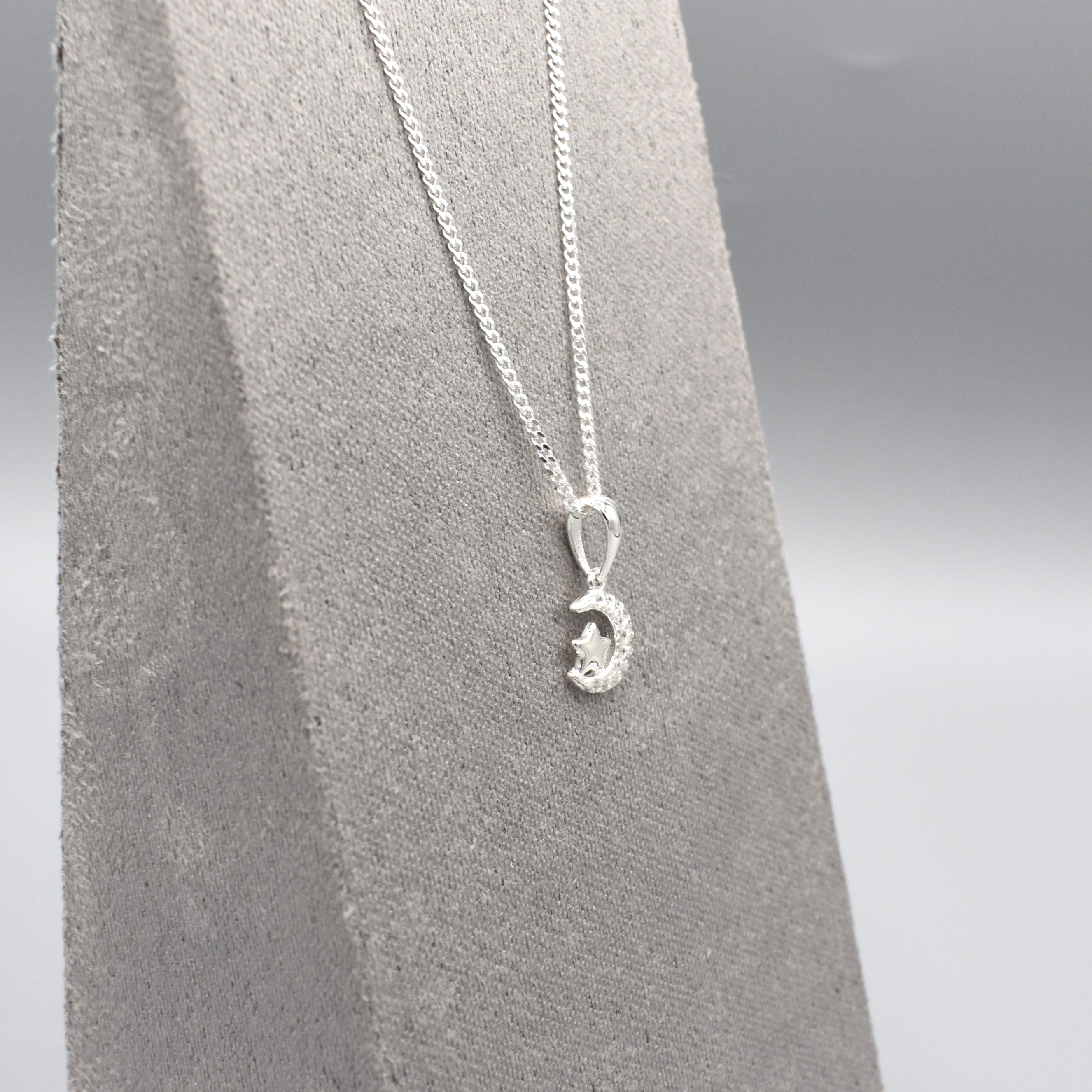 CZ Crescent Moon & Star Pendant