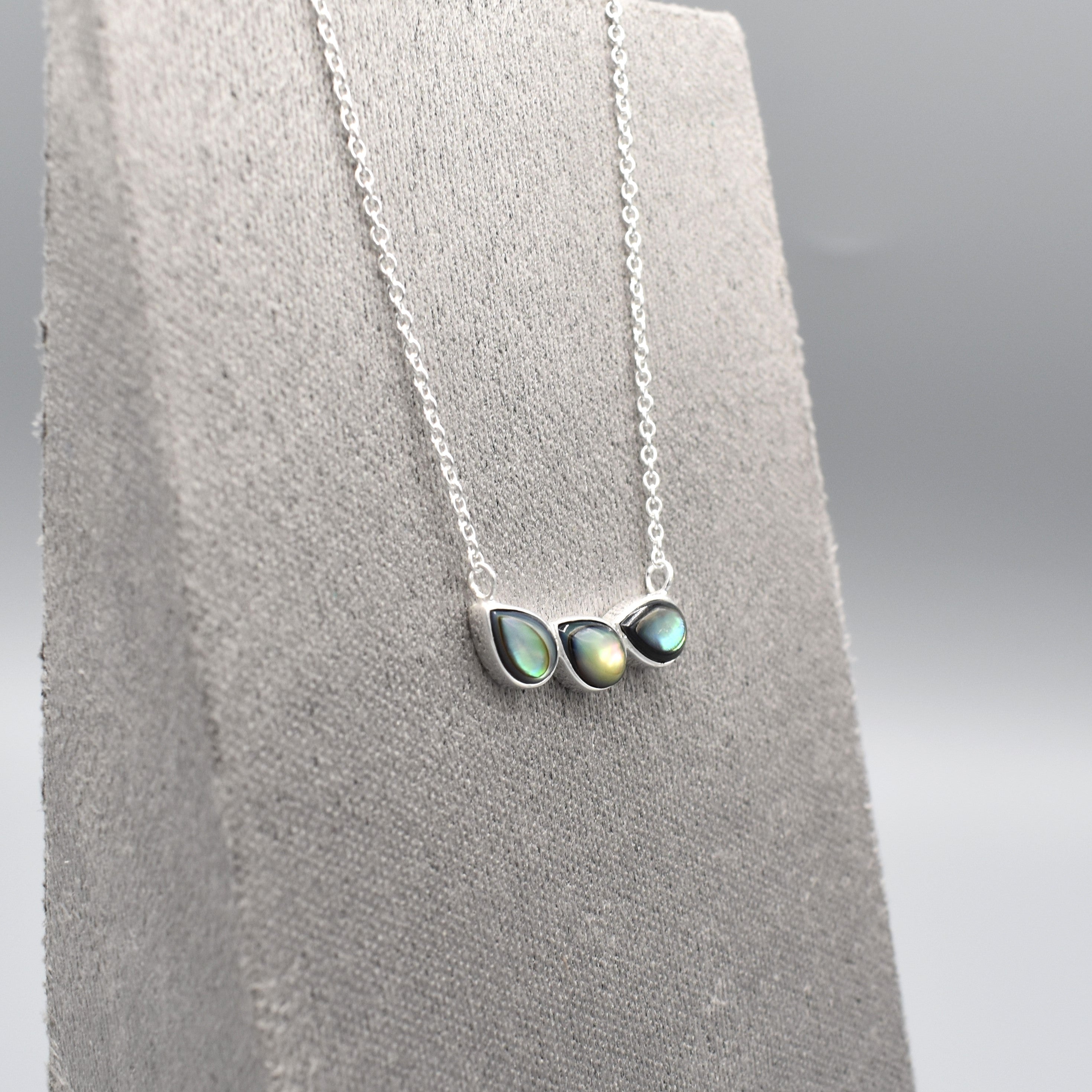 Teardrop Paua Shell Triple Necklace