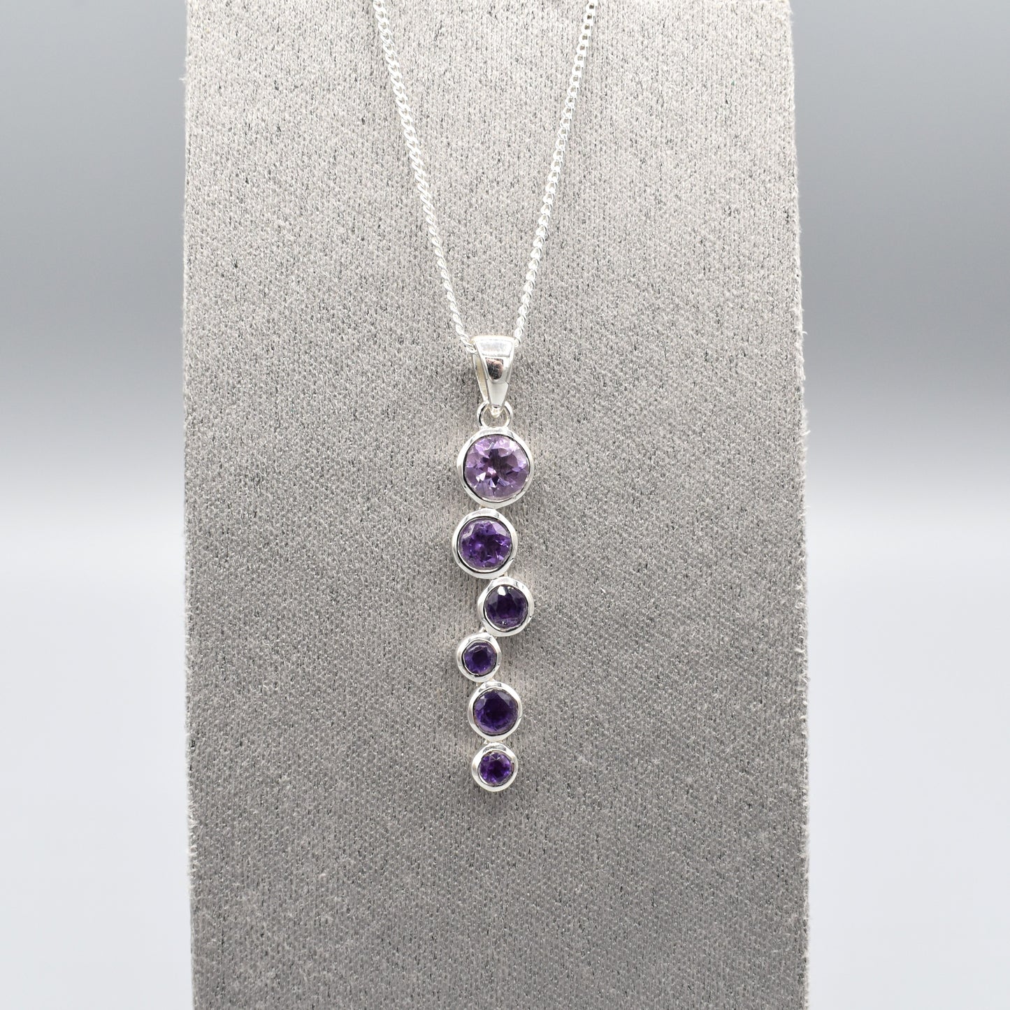 Staggered Round Amethysts Pendant