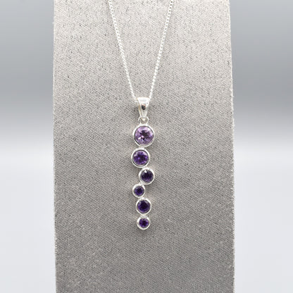 Staggered Round Amethysts Pendant