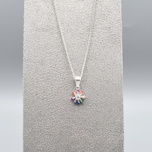 Flower Multicolour CZ Pendant