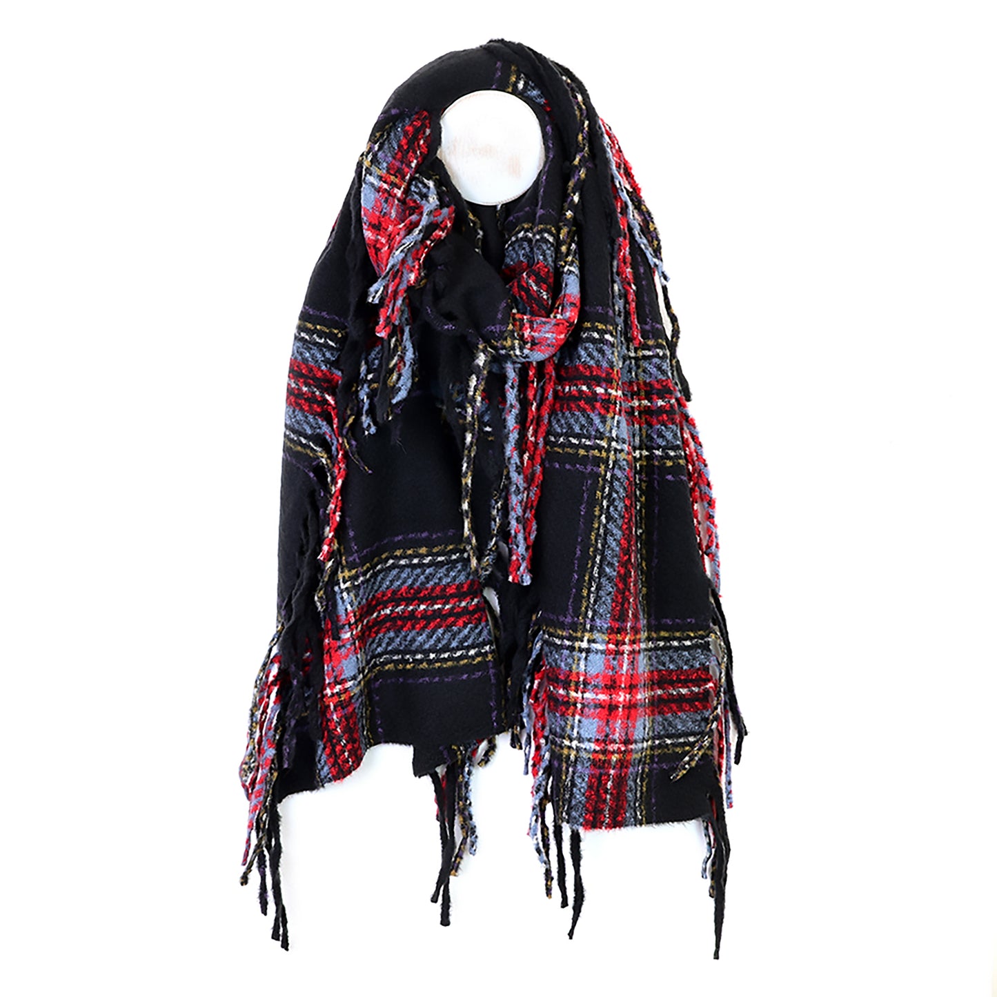 Darcie Check Scarf | Black