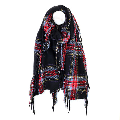 Darcie Check Scarf | Black