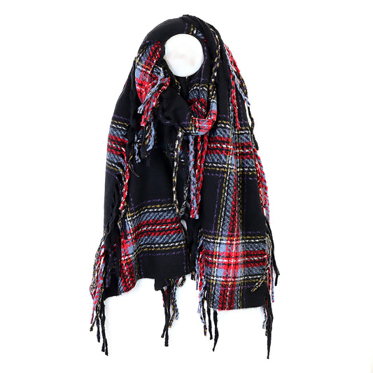 Darcie Check Scarf | Black
