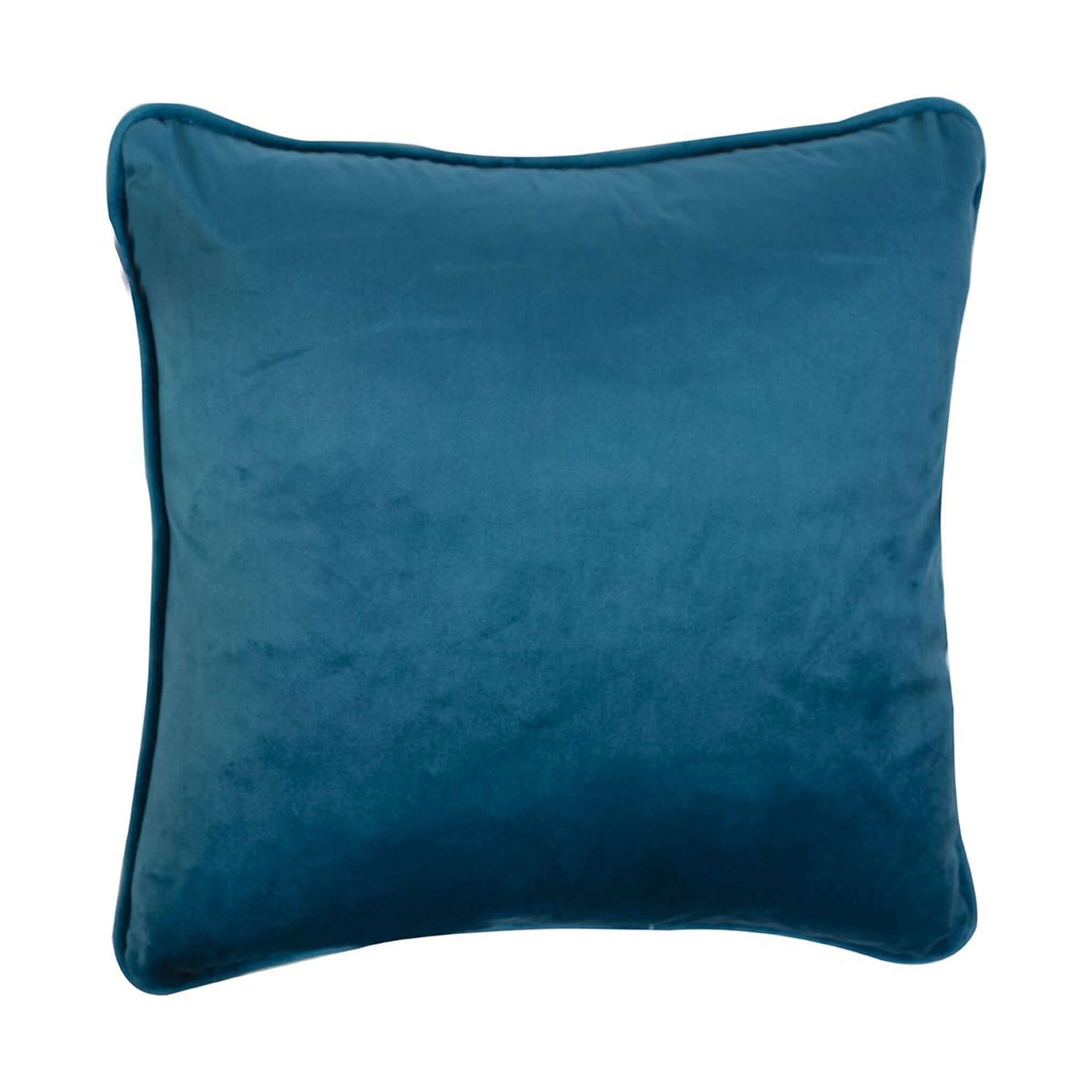 Back of blue faux suede cushion