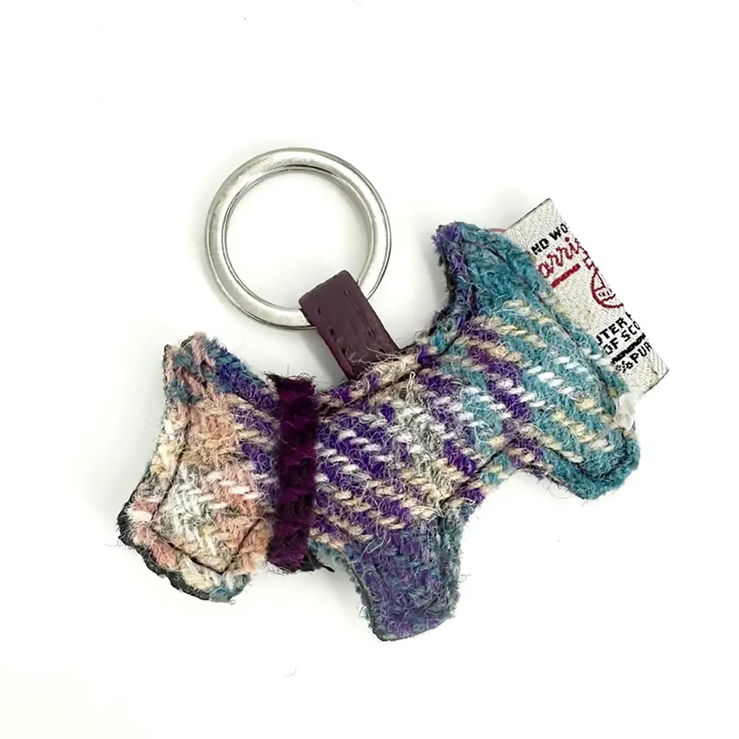 Harris Tweed Dog Keyring | Green & Purple Check