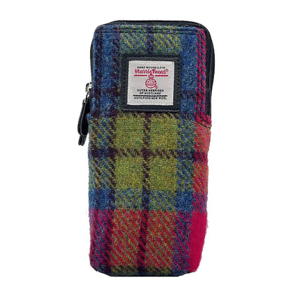 Harris Tweed Double Glasses Sleeve | Blue & Pink Check