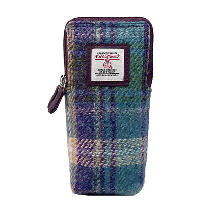 Harris Tweed Double Glasses Sleeve | Green & Purple Plaid