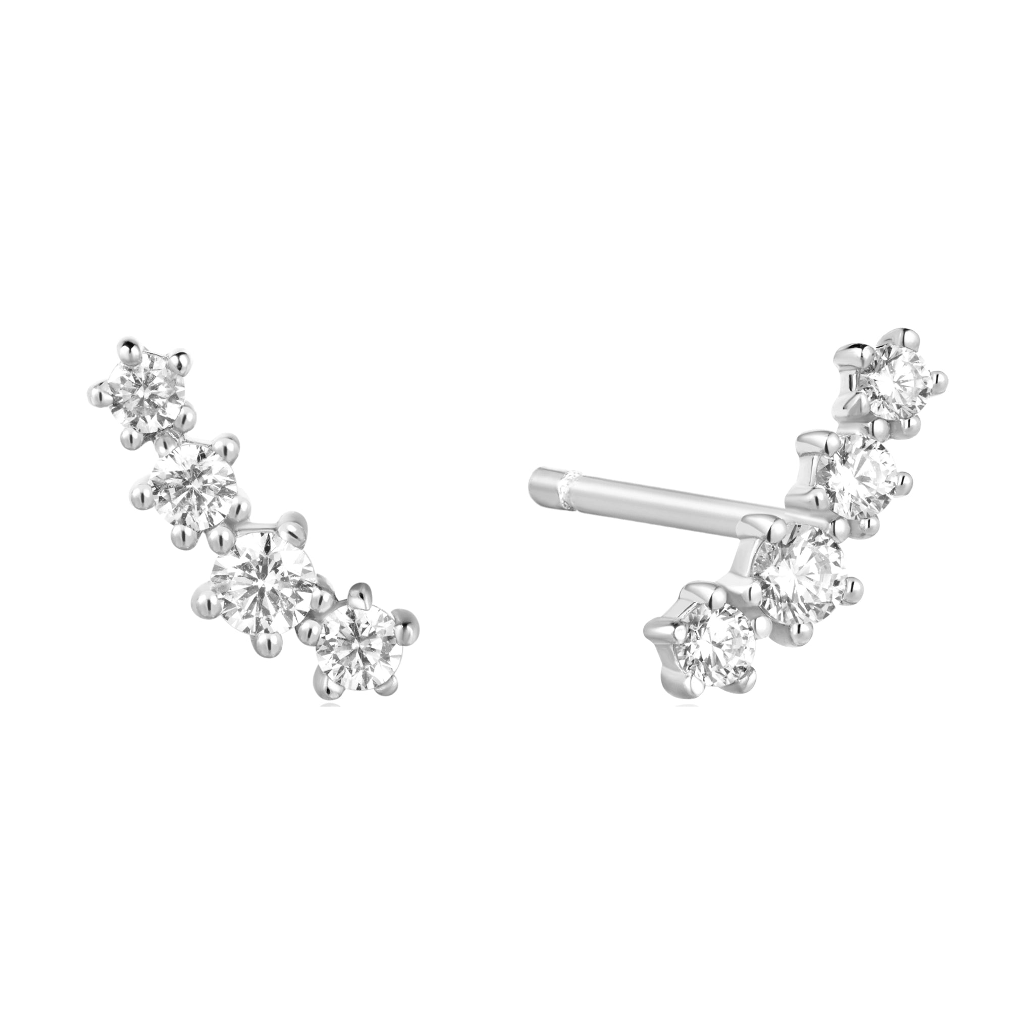 Pave silver studs with climbing CZ stones