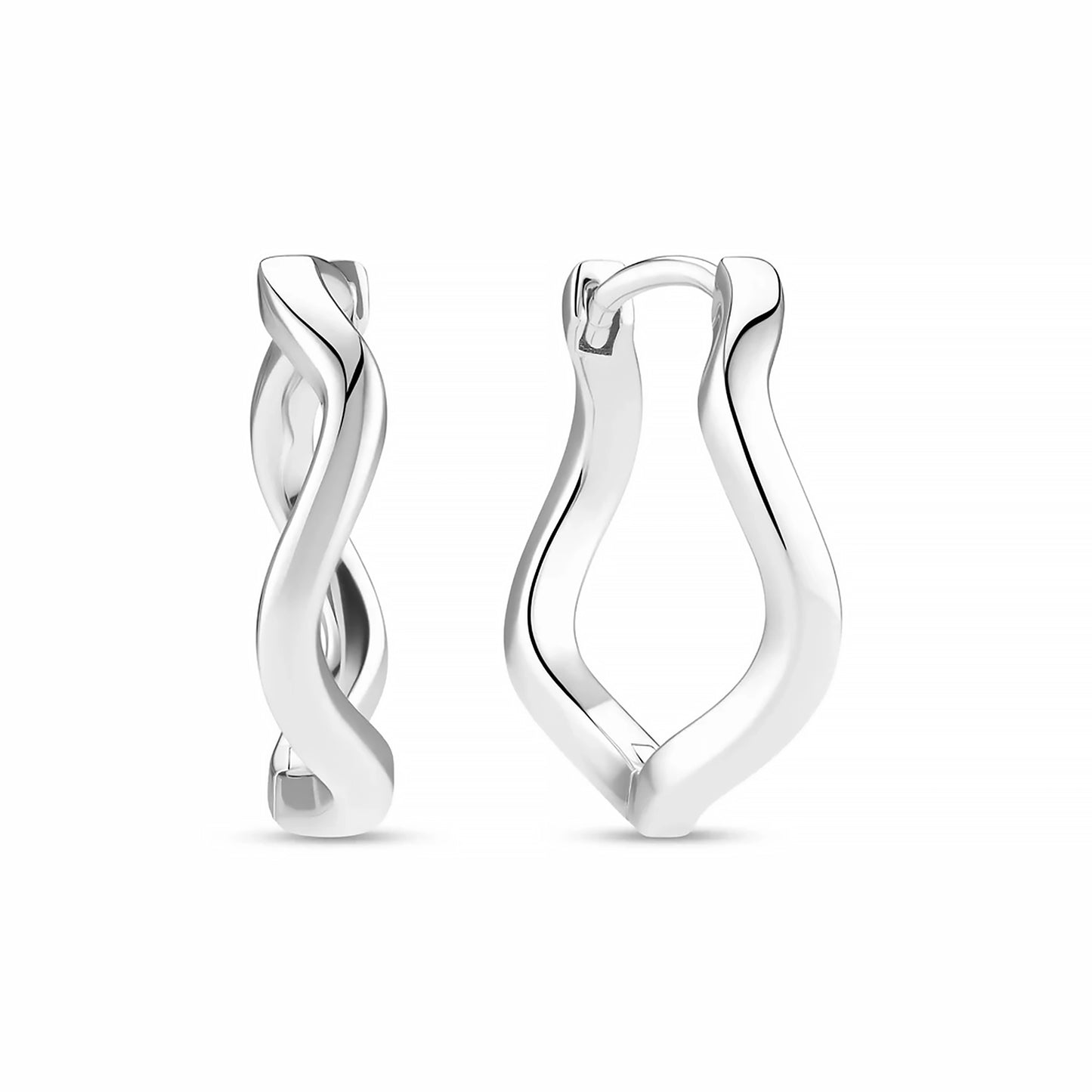 Wave shaped hoops in sterling silver 