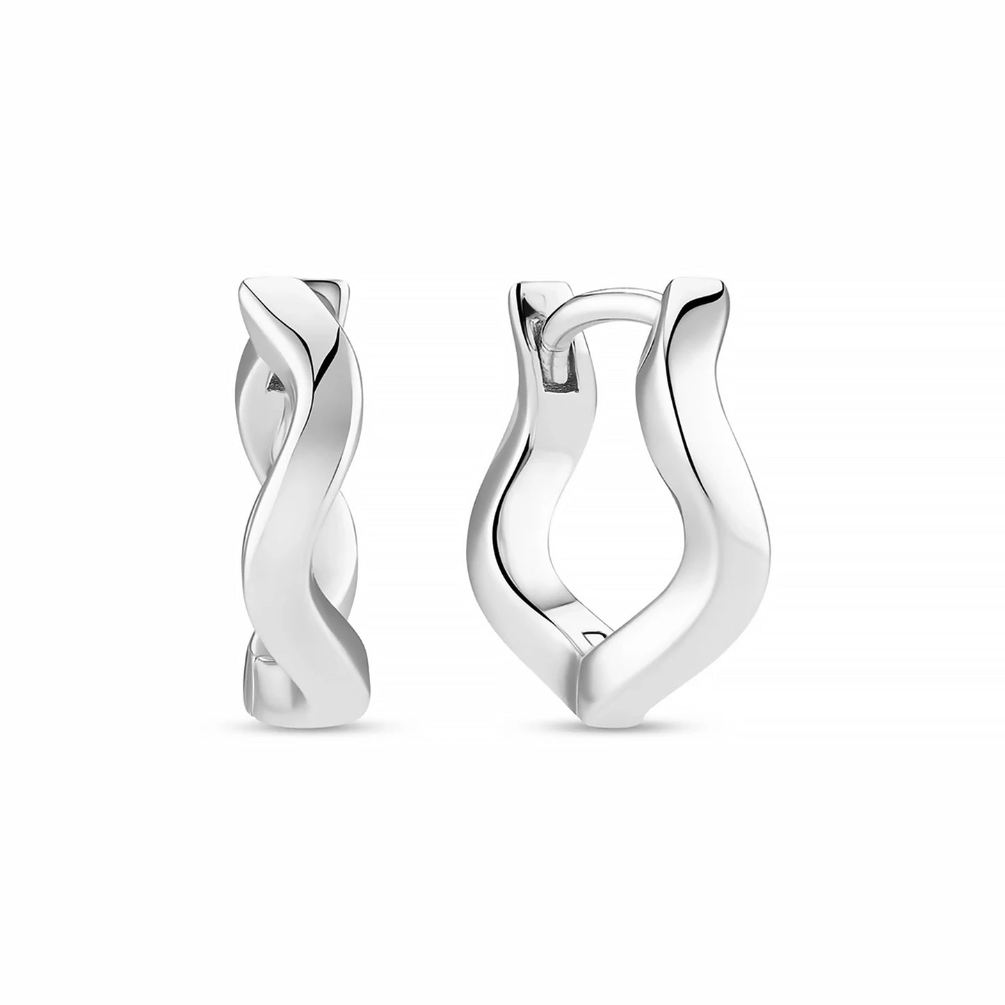 Wave shaped hoops in sterling silver 