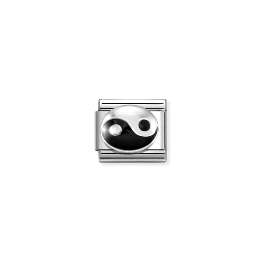 A Nomination Italy charm with raised silver yin yang with black enamel