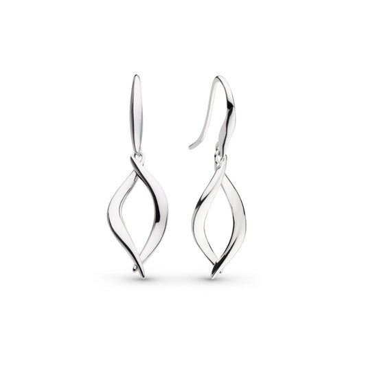 A pair of silver twist marquise shaped drop earrings 
