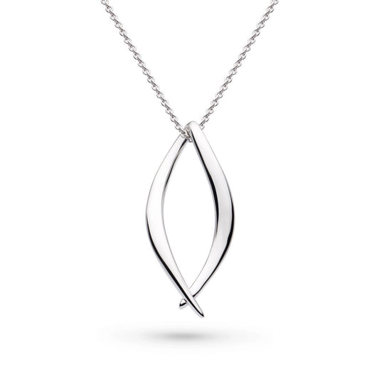 A silver pendant in a simple twist marquise shape
