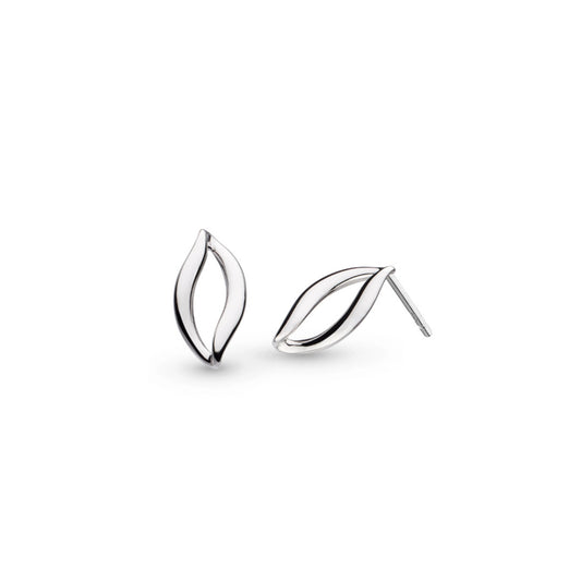 A pair of silver earrings in a simple twist marquise shape