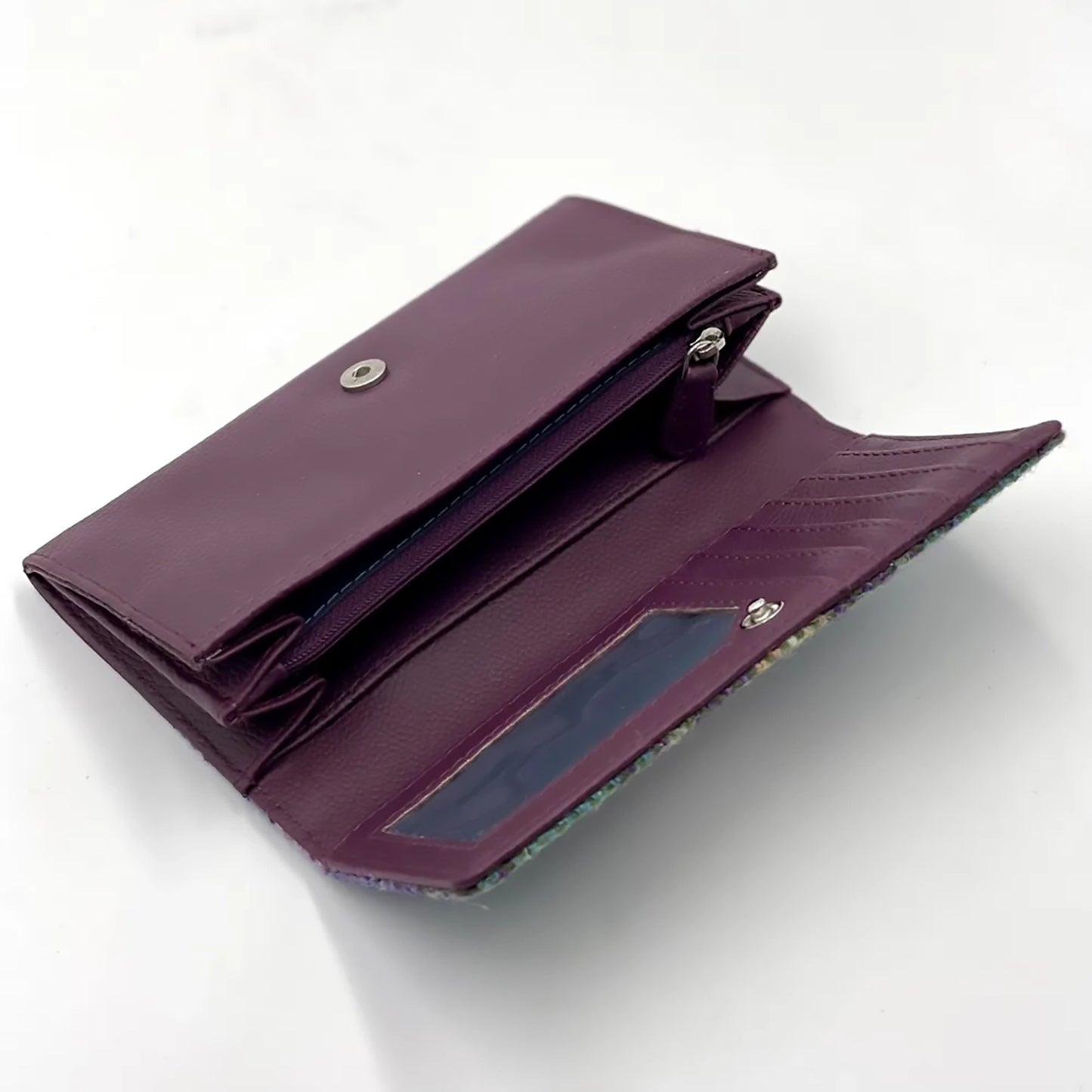 Harris Tweed Envelope Purse | Green & Purple Plaid