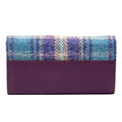 Harris Tweed Envelope Purse | Green & Purple Plaid