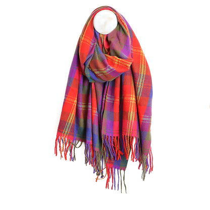Esme Tartan Check Scarf | Red & Purple