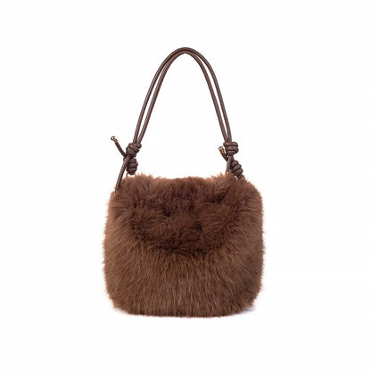 Faux Fur Shoulder Bag | Mocha Mousse