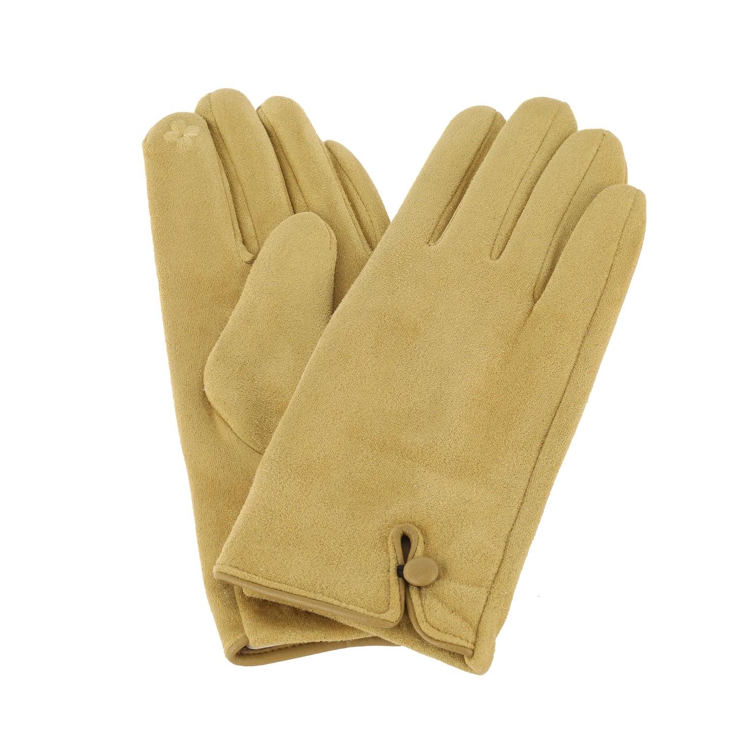 Faux Suede Button Gloves | Green Envy