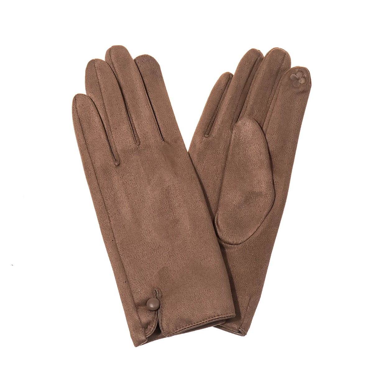 Faux Suede Button Gloves | Mocha Mousse