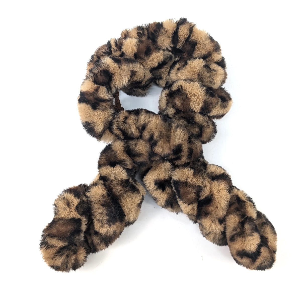 Faux Fur Corkscrew Collar Scarf | Brown Animal Print