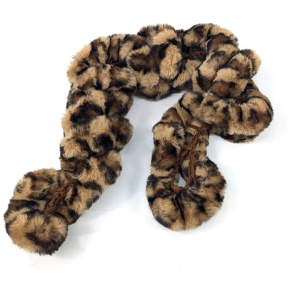 Faux Fur Corkscrew Collar Scarf | Brown Animal Print