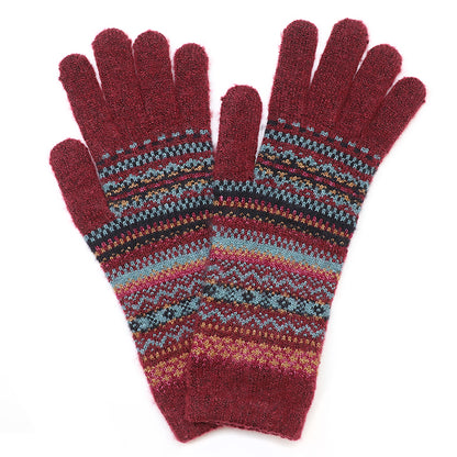 Finola Knitted Gloves | Burgundy