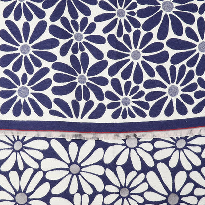 Navy and white reversible floral scarf pattern detail
