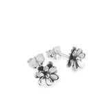 A pair of earrings in double layered petal flower design with stud fittings
