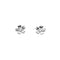 A pair of silver stud earrings shaped like flowers with CZ stone centres