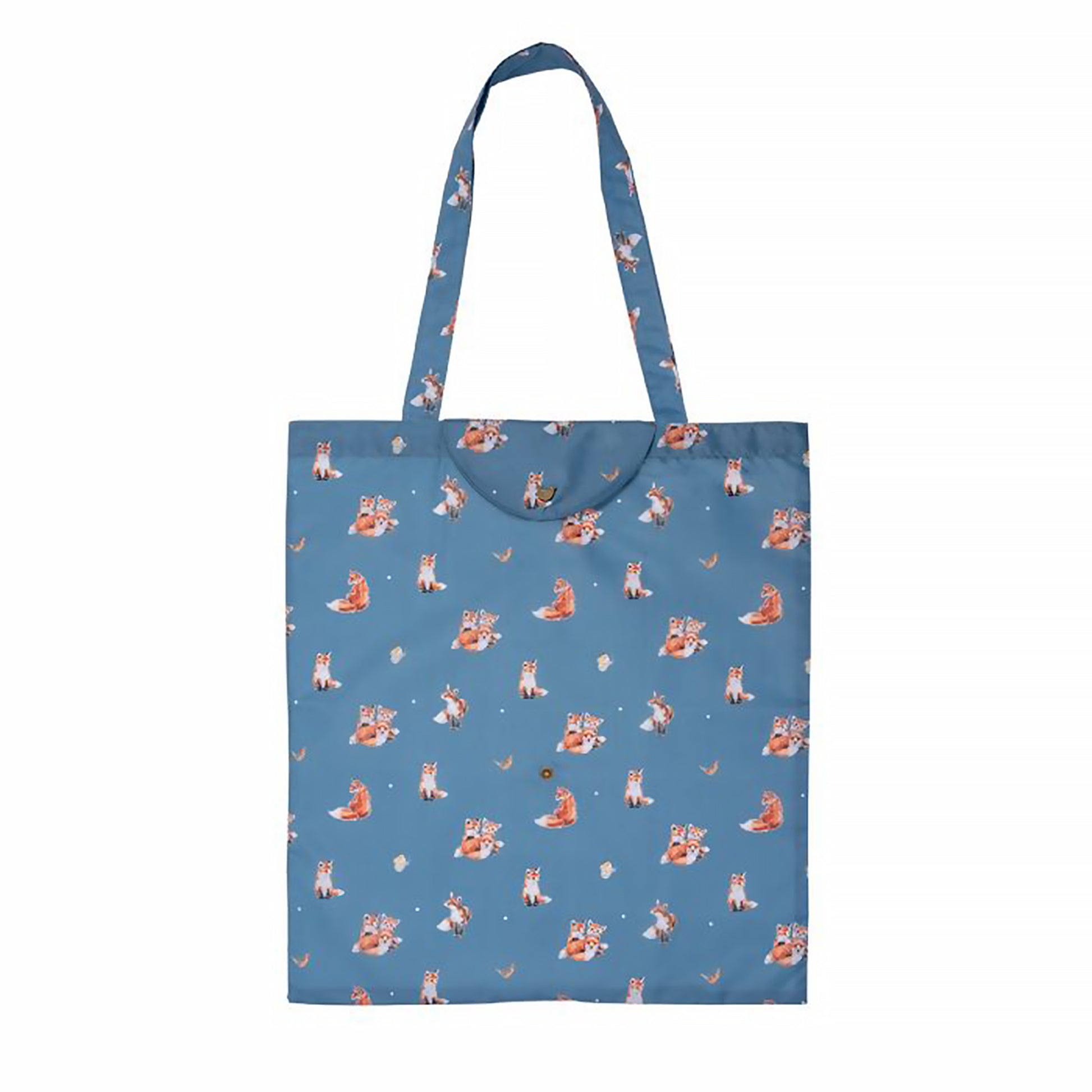 Blue shopping tote bag with fox pattern