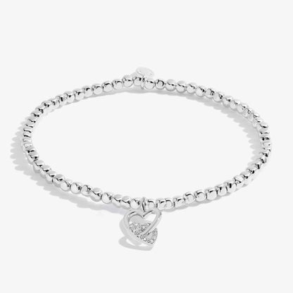 Silver bracelet with two interlinked hearts in silver and CZ