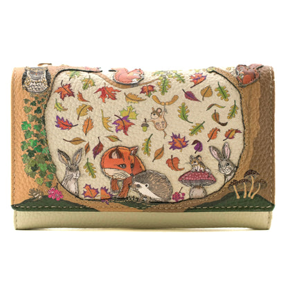 Foxglove Forest Large Tri Fold Purse | Beige