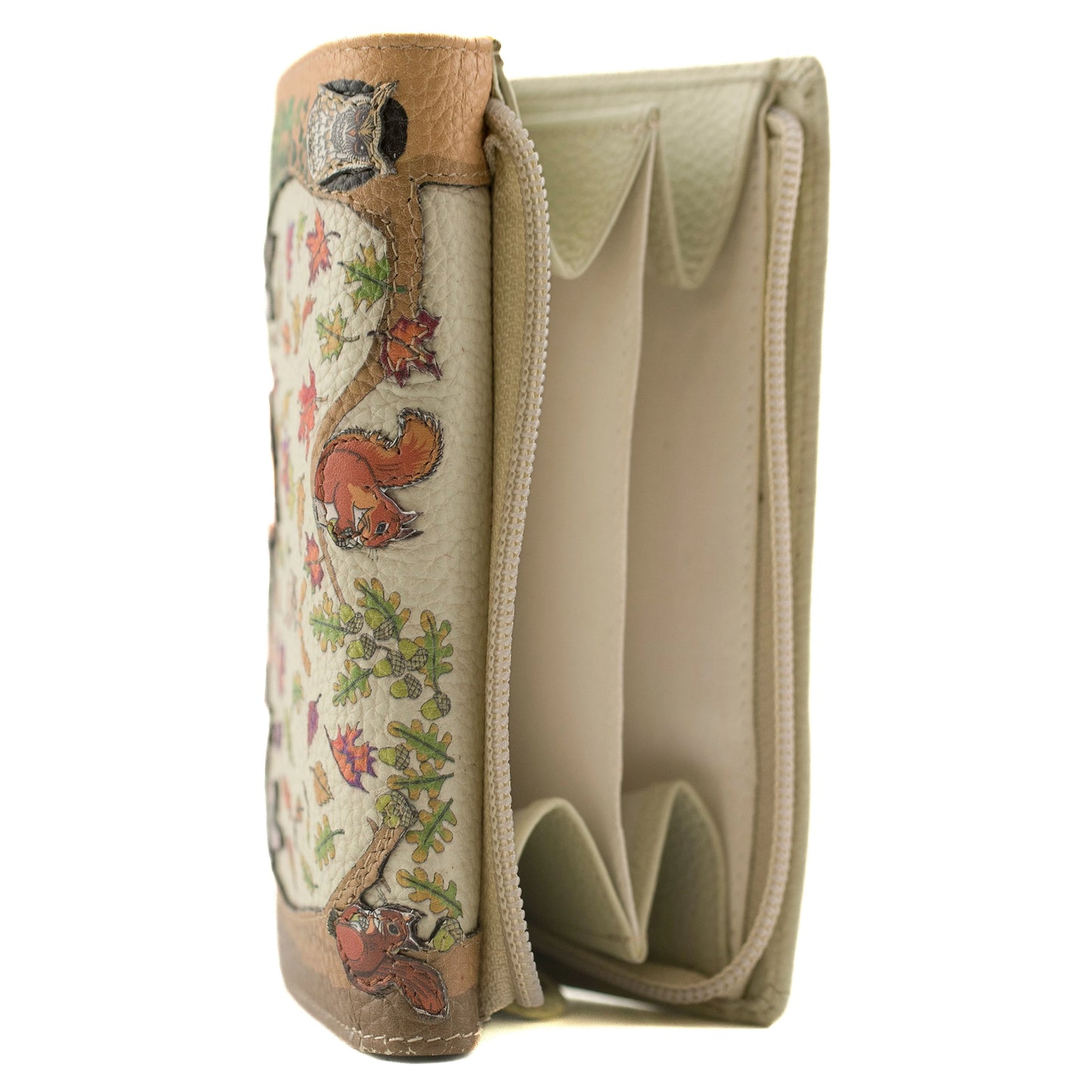 Foxglove Forest Large Tri Fold Purse | Beige