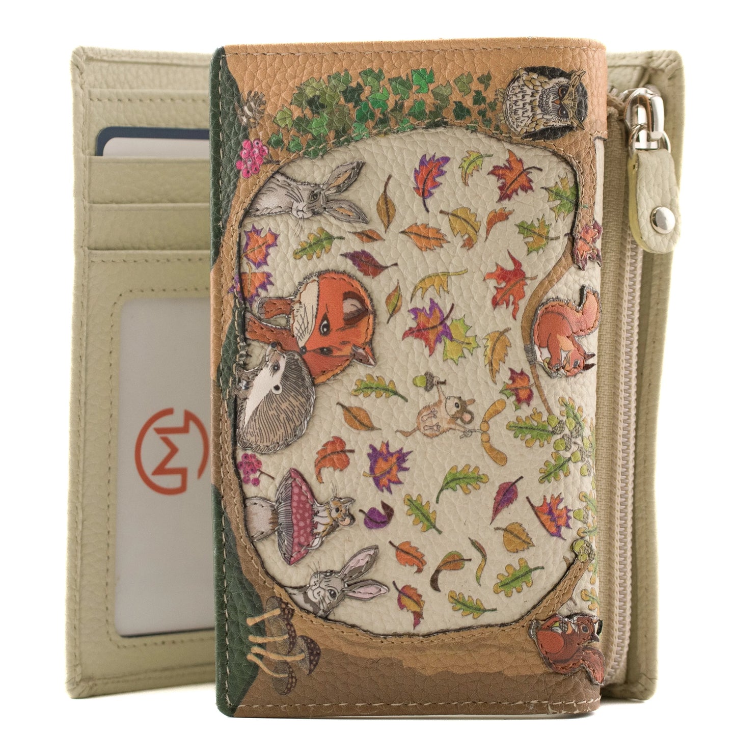 Foxglove Forest Large Tri Fold Purse | Beige