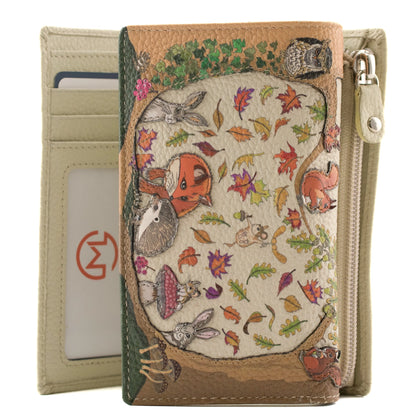 Foxglove Forest Large Tri Fold Purse | Beige