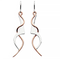 A pair of art nouveau style drop earrings with a rose gold twist detail on polished silver