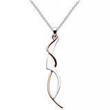 An art nouveau style pendant with a rose gold twist detail on polished silver