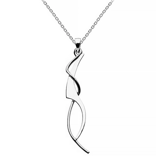 An art nouveau style pendant with a twist detail in polished silver