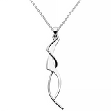 An art nouveau style pendant with a twist detail in polished silver