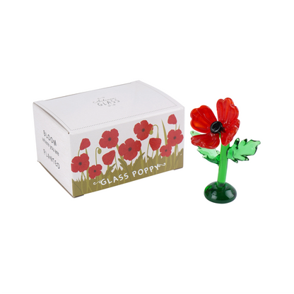 Glass poppy figurine with gift box