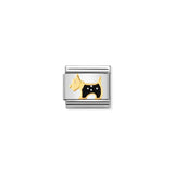 A Nomination charm link featuring a gold Scottish terrier with black and white enamel