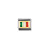 A Nomination charm link featuring the Ireland flag with enamel