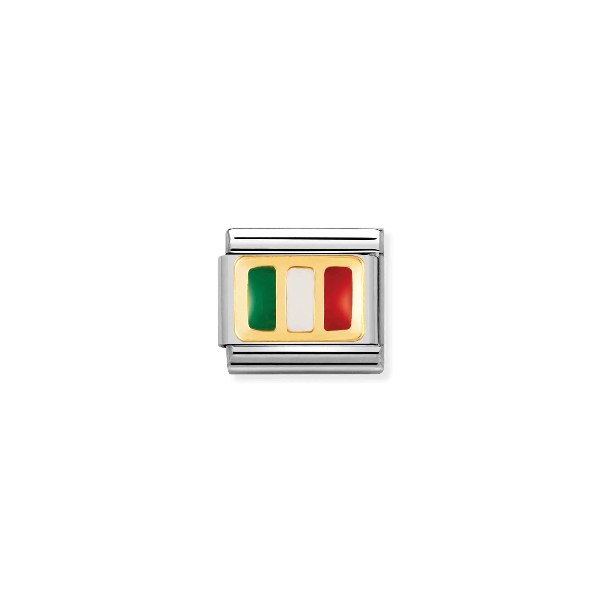 A Nomination charm link featuring the Italy flag in gold and enamel